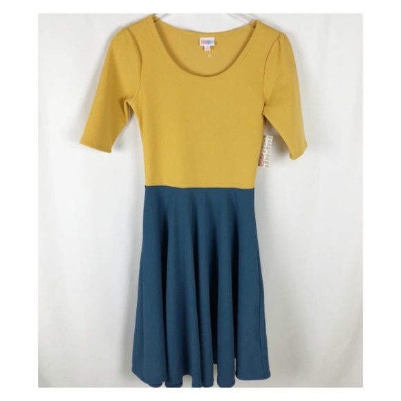 LuLaRoe Dresses & Skirts - LulaRoe Nicole Color Block Blue Michigan Dress